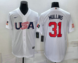 Mens USA Baseball #31 Cedric Mullins 2023 White World Classic Stitched Jersey->2023 world baseball classic->MLB Jersey